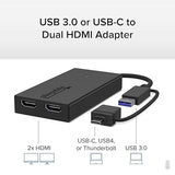 Plugable Dual Monitor Adapter for M1/M2/M3/M4 macOS Systems, Windows, ChromeOS. Broad Compatibility - Thunderbolt, USB-C, USB 3.0 to HDMI Adapter for Dual Monitors 1920x1080 @60Hz, SMI Driver Required