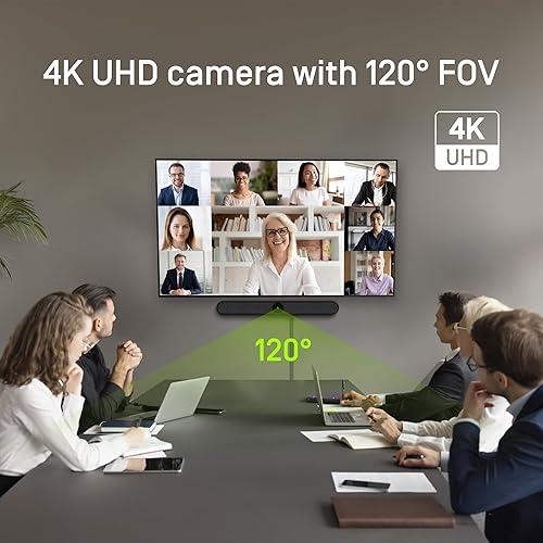 IPEVO VC-B4K UHD 4K Video and Audio Conference Room Camera System, All-in-One Video Bar, Voice Detection and Auto Framing, 6 MEMS Mic/20W(2x10W) speakers/120°FOV, Smartphone/Laptop/Tablet - Black