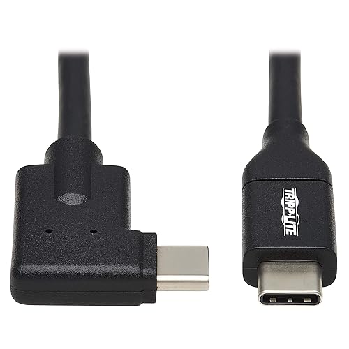 Tripp Lite USB C Cable USB 3.2 Gen 1 Right-Angle 60W PD Charging M/M 1ft (U420-001-RA)