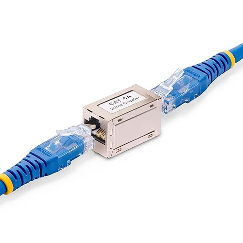 StarTech.com Shielded RJ45 Coupler, Inline Cat6a Coupler, Female to Female (F/F) T568B Pinout, Shielded Ethernet Cable Extension