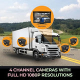 GekoGear Orbit T100 4 Channel 1080P Dash Cam for Trucks with a 10.1 IPS Screen