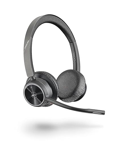 Plantronics Poly Voyager 4320 UC Wireless Headset (Plantronics) - Headphones With Boom Mic - Connect To PC/Mac Via USB-A Bluetooth Adapter Cell Phone Via Bluetooth