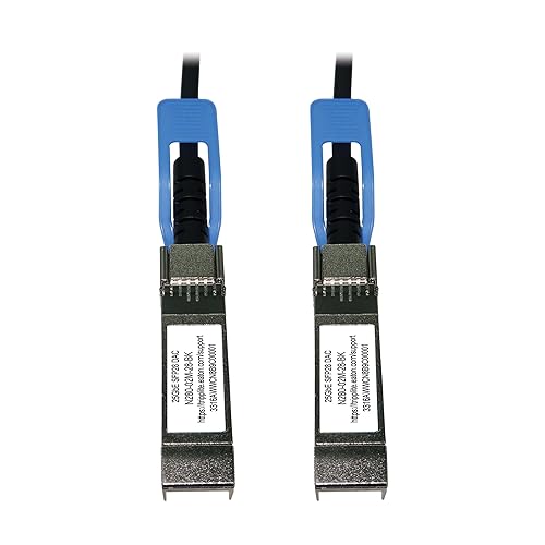 Tripp Lite Series SFP28 to SFP28 25GbE Passive Copper Twinax Direct Attach Cable, 2 Meters / 6.6 Feet, Male-to-Male, SFP-H25G-CU1M Compatible, Black, Lifetime Manufacturer's Warranty (N280-02M-28-BK)