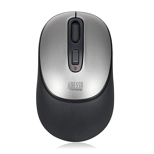 Adesso Mouse Wireless A10 Antimicrobial 3 Button Up To 1600dpi PC/Mac - Black & Silver (iMouse A10)