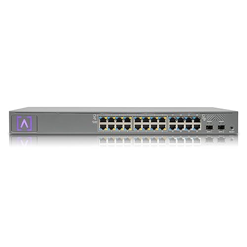 Alta Labs S24-POE Cloud-Managed PoE+ Switch w/ 24 Gigabit Ethernet Ports and 2 SFP+ Ports, Power Over Ethernet on 16 Ports, 240W PoE Budget, 2 SFP+ Ports Support Up To 10 Gbps Fiber/Copper Connections