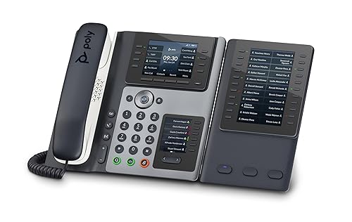 Poly Edge E450 IP Phone - Corded - Corded/Cordless - Wi-Fi, Bluetooth - Desktop - Black - VoIP - IEEE 802.11a/b/g/n/ac - 2 x Network (RJ-45) - PoE Ports