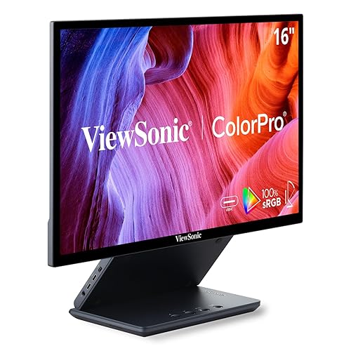 ViewSonic VP1656 15.6 Inch 1080p IPS Portable Monitor with 2 Way Powered 40W USB C, Pantone Validated, Factory Calibrated, Built in Ergonomic Stand with Protective Cover