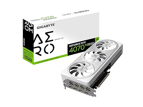 GIGABYTE GeForce RTX 4070 Ti Super AERO OC 16G Graphics Card, 3X WINDFORCE Fans, 16GB 256-bit GDDR6X, GV-N407TSAERO OC-16GD Video Card