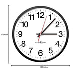 Pyramid Time Systems - Analog Wall Clock [ Q12210 ] – 12-Hour Face, 14 Inch Modern Battery Operated Wall Clock, Black Bezel, White Dial – Perfect for Home, School, Office, Factory or Warehouse