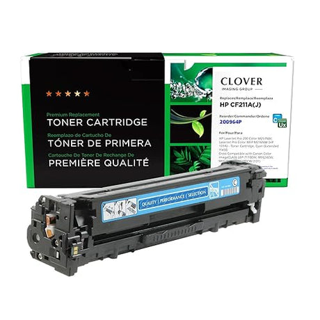 Clover Remanufactured Extended Yield Toner Cartridge Replacement for HP CF211A | Cyan