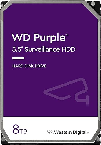 Western Digital 8TB WD Purple Surveillance Internal Hard Drive HDD - SATA 6 Gb/s, 256 MB Cache, 3.5 - WD85PURZ