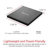 Verbatim Ultra HD 4K CD DVD Blu-ray Writer USB 3.2 GEN 1 USB-C Connectivity Slim Brushed Metal Enclosure Compatible with Mac and PC with Free 25GB Verbatim Blu-ray disc
