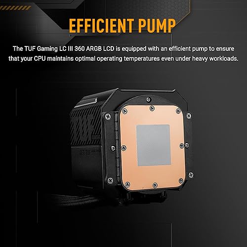 ASUS TUF Gaming LC III 360 ARGB LCD with pre-Installed & Integrated Triple Fans Designed for high Airflow and Static Pressure; 2.8 LCD for Hardware Monitoring, Custom GIFS and MP4 Video Clips