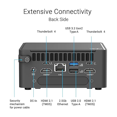 ASUS NUC 15 Pro Tall Barebones Mini PC with Intel Series 2 Core Ultra 7 255H, up to 96GB DDR5 RAM, Dual Storage, Thunderbolt™ 4, Wi-Fi 7 & Bluetooth 5.4, Toolless Chassis Access, VESA Mount Included