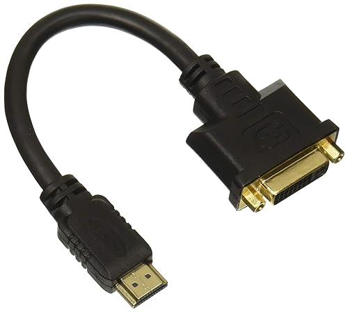 Rocstor Premium 8In HDMI to DVI-D Video Adapter F/M- HDMI Female to DVI Male for Computers, Monitors, Notebook, Video Device - 8 - 1 Retail Pack - 1 X HDMI Female - 1 X DVI-D (24+1) Male - Shielding - black Cable HDMI Female to DVI-D Male Adapter