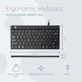 R-Go Tools Compact Slim Ergonomic Wired-USB-C Keyboard for PC/Computer/Desktop/Windows/Linux/Mac QWERTY (US), Break LED Function, Black (Black)