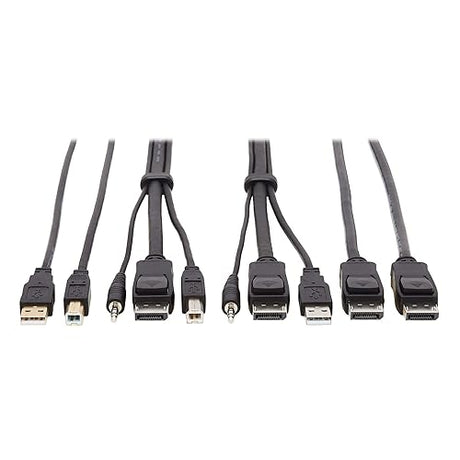 TRIPP LITE P783-006-DPU Tripp Lite DisplayPort KVM Cable Kit - DP, USB, 3.5 mm Audio (3xM/3xM) + USB (M/M) + DP (M/M), 4K, 6 ft., Black,