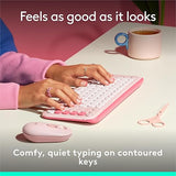 Logitech POP ICON Keys Wireless Bluetooth Keyboard, Comfortable Typing, Programmable Keys, Easy-Switch Between up to 3 Devices, for Laptop, Tablet, PC – Rose and Off-White Keyboard Rose