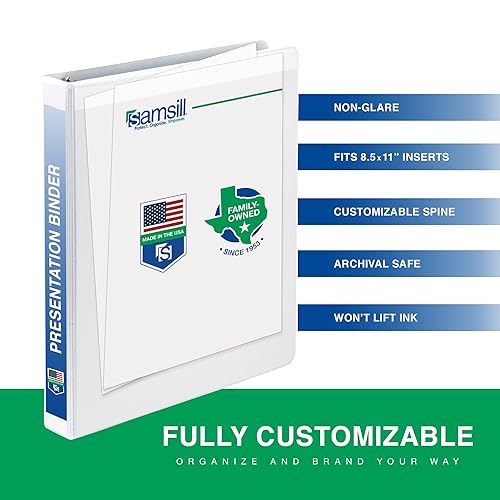 Samsill 1.5 Inch 3 Ring Binders, Made in USA, Economy Round Ring, Clear View Cover, 325 Sheet Capacity - for School, Home, Office - White, 12 Pack 12-Pack 1.5-Inch White