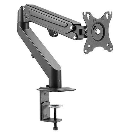 SIIG Single Monitor Desk Mount, 17" to 27", C-Clamp Base, Premium Gas Spring, Fits Flat/Curved Monitor, Fully Adjustable, Load Bearing 14.3 lbs max, VESA 75x75 100x100 (CE-MT3311-S1)