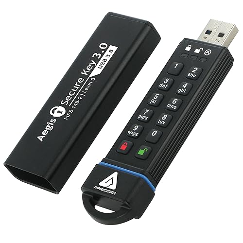 Apricorn Aegis Secure Key 120 GB FIPS 140-2 Level 3 Validated 256-bit Encryption USB 3.0 Flash Drive (ASK3-120GB)