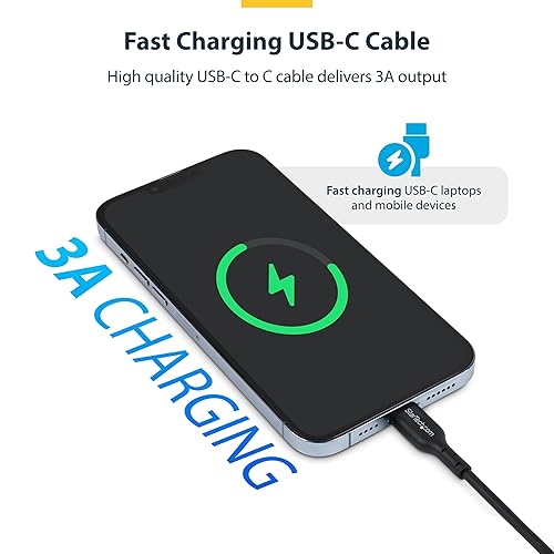StarTech.com 15ft (4.5m) USB-C Charging Cable, Charge & Sync, 60W (3A) PD, USB 2.0 Laptop Charger Cable, TPE, Charging Cord