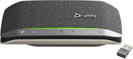 Poly Sync 20+ Bluetooth Speakerphone w/USB-A UC Bluetooth Adapter (Plantronics) - Personal Portable Speakerphone - Noise & Echo Reduction - Connect Wirelessly to PC/Mac/Cell Phone - Teams Certified