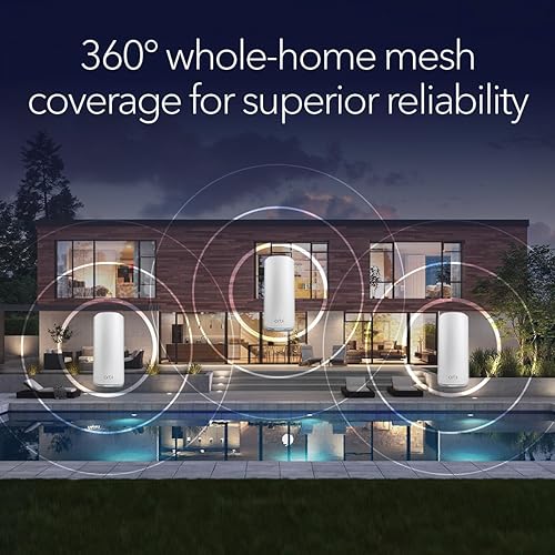 NETGEAR Orbi 870 Series Tri-Band WiFi 7 Mesh System (RBE873) - Router + 2 Satellite Extenders, Security Features, Up to 21 Gbps, Covers Up to 9,000 Sq. Ft., 150 Devices, 10 Gig Internet Port, BE21000 WiFi 7 3-Pack