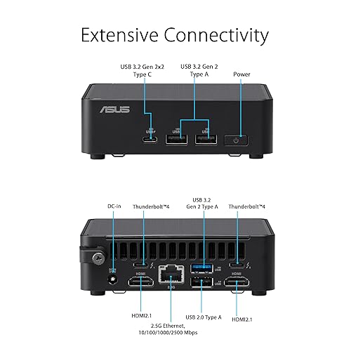 ASUS NUC 14 Pro Tall Barebone with Intel 14th Generation Core 3 100U, Up to 96GB DDR5 RAM, Triple Storage Design, Thunderbolt™ 4, Wi-Fi 6E and Bluetooth 5.3, Tool-less Chassis Access, with Core 3 Tall|Barebones