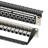 Cable Matters 1U 19-Inch 24-Port 10Gbps Cat6A Ethernet Patch Panel with Inline Keystone and Cable Management Bar, Rackmount or Wall Mount Network Patch Panel / RJ45 Patch Panel