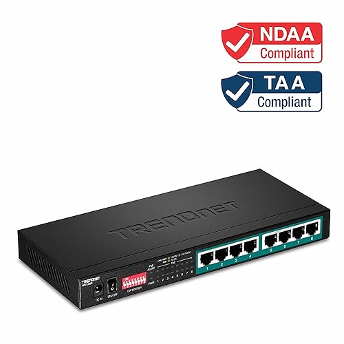TRENDnet 8-Port Gigabit Long Range Poe+ Switch, TPE-LG80, 65W Poe Budget, Ethernet/Network Switch, Long-Range Poe+ Extends Range Up to 200M (656 ft.), 16 Gbps Switching Capacity, Lifetime Protection
