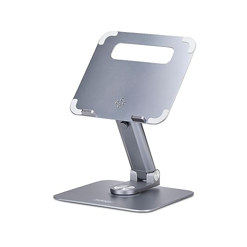 StarTech.com Telescopic Laptop Stand, 360 Swivel Base, Rotating Computer Riser for Desk, Adjustable Height/Tilt, Max 11lb/5kg