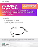 HPE Networking Instant On 10G SFP+ to SFP+ Direct Attach Copper (DAC) Cable for Connections Up to 1 Meter (R9D19A)