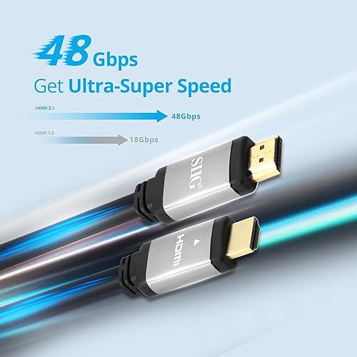 SIIG Ultra High Speed HDMI Cable - 16ft, HDMI 2.1 Cable, Supports high Resolution up to 8K@60Hz, 48Gbps, HDCP 2.2, Dynamic HDR, eARC, Gold Plated, Aluminum Housing (CB-H21111-S1) 16 FT
