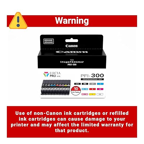 Canon PFI-300 Lucia PRO Ink, 10 Ink Tanks, Compatible to imagePROGRAF PRO-300 Printer, Multi, Standard (4192C007)