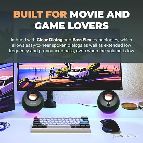 Creative Pebble 2.0 USB-Powered Desktop Speakers with Far-Field Drivers and Passive Radiators for Pcs and Laptops (Pebble Pro (White))
