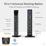 Plugable 13-in-1 USB C Docking Station 4K Triple Monitor with 100W Power Delivery | USB C Dock for Windows, Mac, ChromeOS, Thunderbolt | Driver Required | 3X HDMI and 3X DisplayPort (UD-ULTC4K)