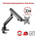SIIG Aluminum Mechanical Single Monitor Arm Mount - Height Adjustable Desk Mount for 17in to 32in Screens - 17.6lbs Max VESA 75x75mm 100x100mm