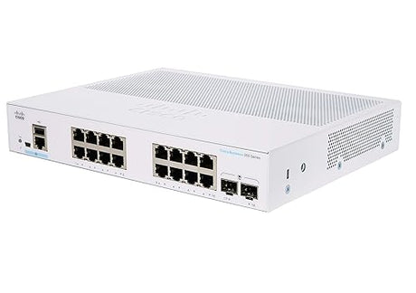 Cisco Business CBS350-16T-E-2G Managed Switch | 16 Port GE | Ext PS | 2x1G SFP | Limited Lifetime Protection (CBS350-16T-E-2G) Switch 16-port GE / 2 x GE Uplinks / External Power Supplier