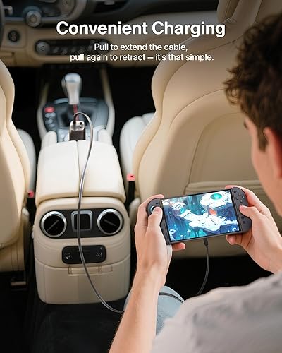 Belkin USB C Car Charger 75W w/ 30in Retractable USB C Cable - iPhone Charger, Compatible with iPhone 17 & 16 Series, Galaxy S25 Series, AirPods, Tablet, MacBook, Chromebook, etc. - Travel Essentials