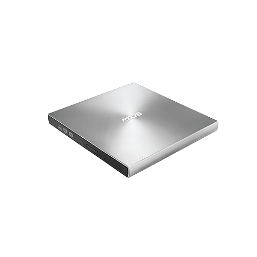 ASUS ZenDrive Silver 13mm External 8X DVD/ Burner Drive +/-RW with M-Disc Support, Compatible with both Mac & Windows and Nero BackItUp for Android devices (USB 2.0 & Type-C cables included)