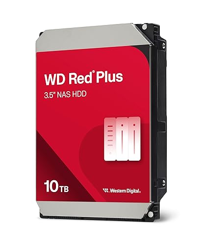 Western Digital 10TB WD Red Plus NAS Internal Hard Drive HDD - 7200 RPM, SATA 6 GB/s, CMR, 512 MB Cache, 3.5 - WD100EFGX