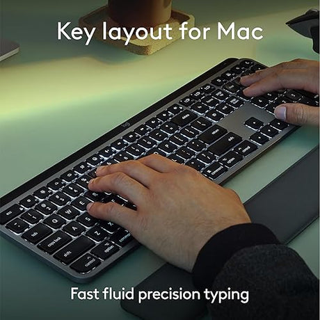 Logitech MX Keys S for Mac, Wireless Keyboard, Fluid, Precise Laptop-Like Typing, Programmable Keys, Backlit, Bluetooth USB C Rechargeable for MacBook Pro, MacBook Air, iMac, iPad - Space Grey Full Size Keyboard Space Grey
