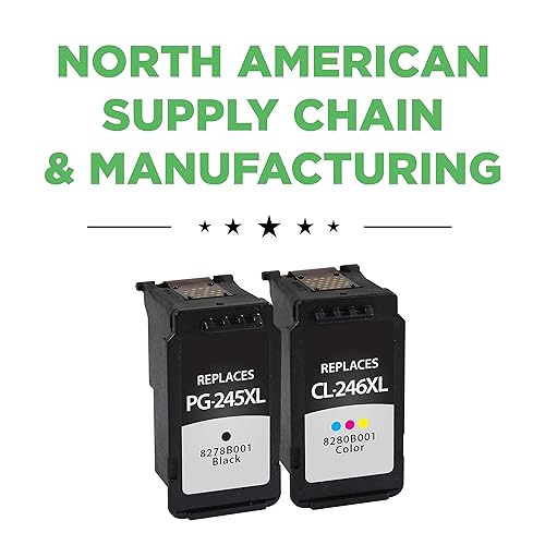 Remanufactured High Yield Ink Cartridges Replacement for Canon 8278B005AA (PG-245XL/CL-246XL) | Black & Color 2 Pack XL