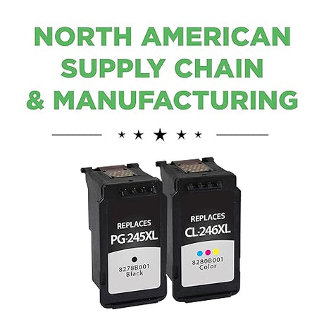 Remanufactured High Yield Ink Cartridges Replacement for Canon 8278B005AA (PG-245XL/CL-246XL) | Black & Color 2 Pack XL