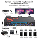 SIIG Dual Monitor DisplayPort KVM Switch 4 Computers 2 Monitors, 4X USB-A 5G, DP 1.4/ 8K 30Hz/ 4K 144hz with 3.5mm Audio & Mic, Keyboard & Mouse, TAA Compliant (CE-KV0H11-S1)
