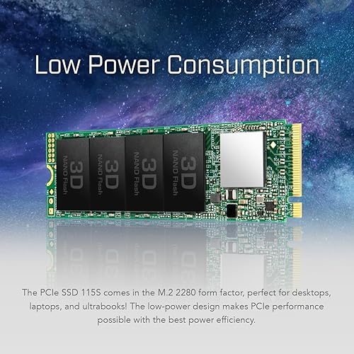 Transcend 1TB MTE115S NVMe Internal SSD - Gen3 x4 PCIe M.2 2280, Up to 3,200MB/s - TS1TMTE115S