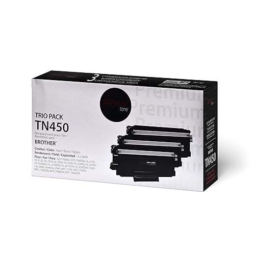 Premium Tone 3-Pack Replacement for Brother TN450 TN-450 - Black Toner