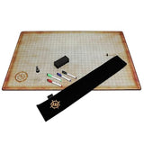 ENHANCE Deluxe RPG Grid Mat - DND Map (24x36in) with Premium Rubber, Non-Slip Grip, No Creasing - Dry Erase DND Mat Set for Masters and Starters, Erasable Parchment with Travel Pouch, Marker Set