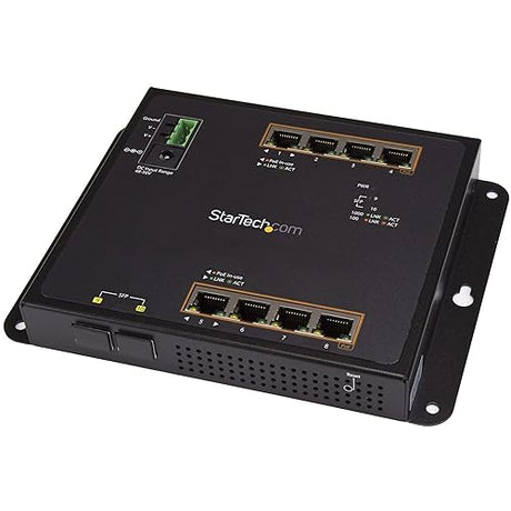 StarTech.com Industrial 8 Port Gigabit PoE+ Switch w/2 SFP MSA Slots - 30W - Layer/L2 Switch Hardened GbE Managed - Rugged High Power Gigabit Ethernet Network Switch IP-30/-40 C to 75 C